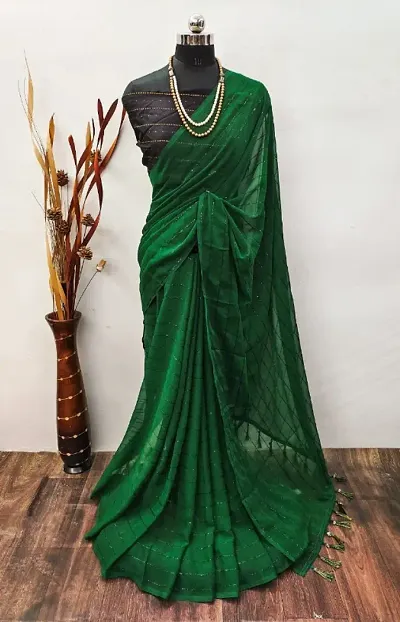 Georgette Strip Zari Sarees with Blouse Piece