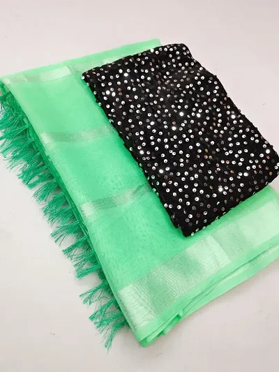 Classic Silk Blend Saree with Blouse piece for women