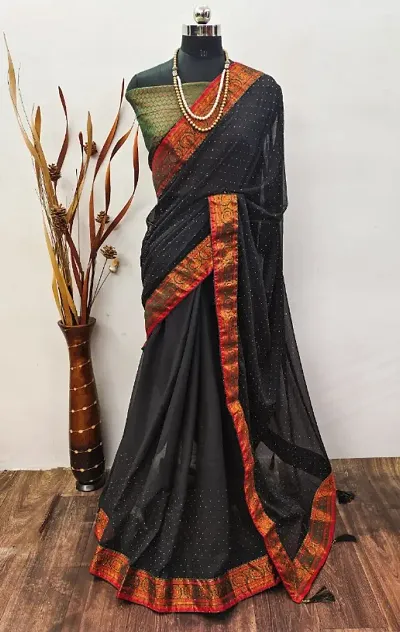 Classic Poly Georgette Saree with Blouse Piece