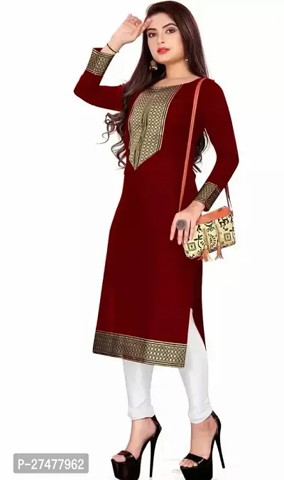 Women Casual Kurti For Women And Girl s Cotton Slub Lace border Straight Kurti  Women Straight Kurti (Pack 2)-thumb0