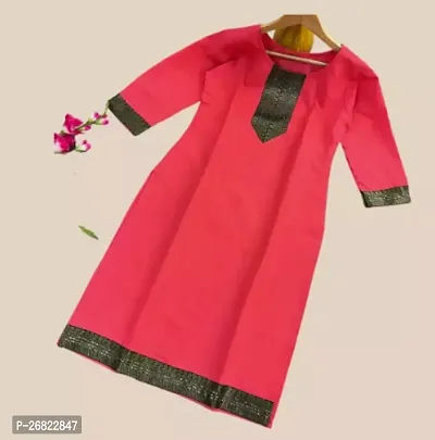 Stylish Pink Pima Cotton Stitched Kurta For Women-thumb0