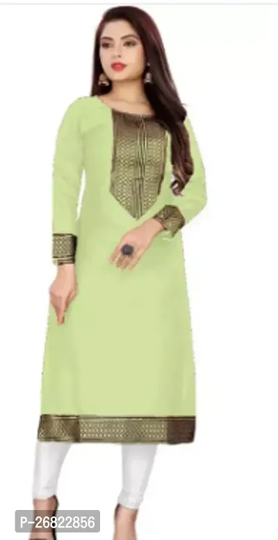 Stylish Green Pima Cotton Stitched Kurta For Women-thumb0