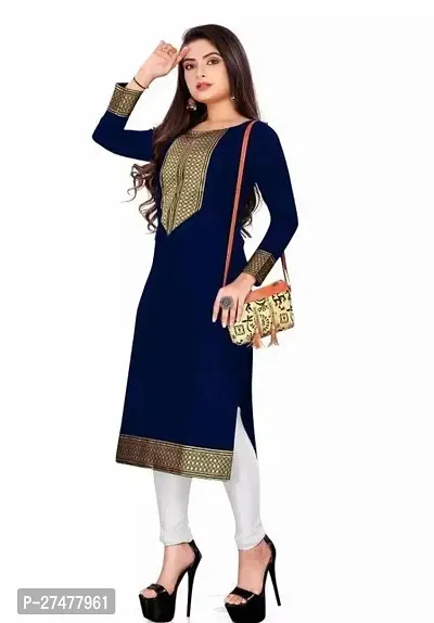 Women Casual Kurti For Women And Girl s Cotton Slub Lace border Straight Kurti  Women Straight Kurti (Pack 2)-thumb0