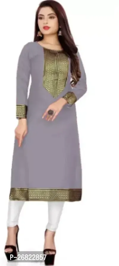 Stylish Grey Pima Cotton Stitched Kurta For Women-thumb0