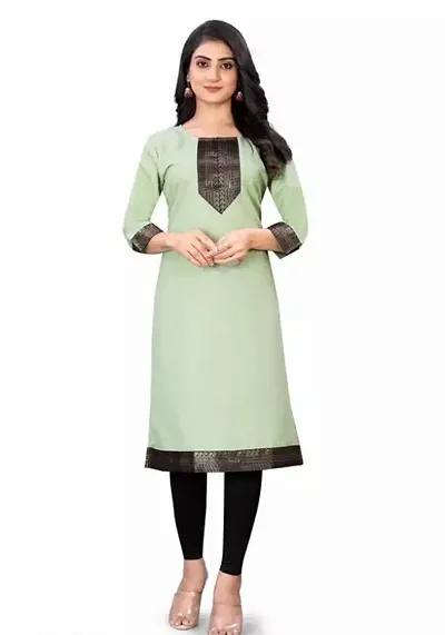 Stylish Cotton Slub Straight Self Pattern Kurtis