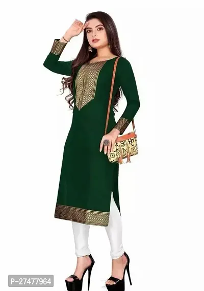 Women Casual Kurti For Women And Girl s Cotton Slub Lace border Straight Kurti  Women Straight Kurti (Pack 2)-thumb0