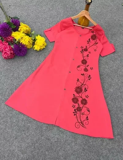 Fancy Cotton Slub Printed Straight Kurta