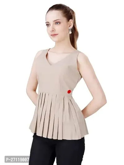Elegant Beige Polyester Top For Women-thumb0