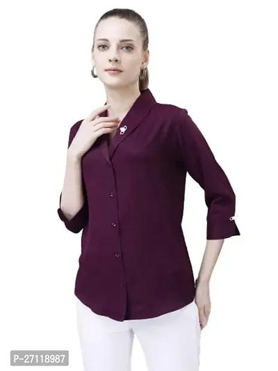 Elegant Maroon Polyester Shirt For Women-thumb0