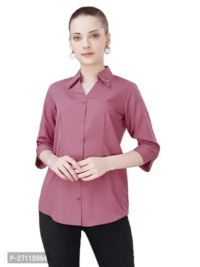 Elegant Pink Polyester Shirt For Women-thumb0