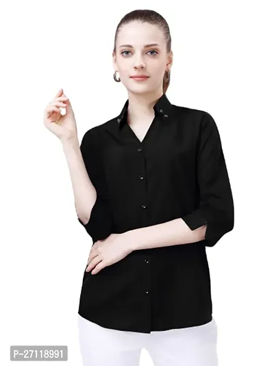 Elegant Black Polyester Shirt For Women-thumb0