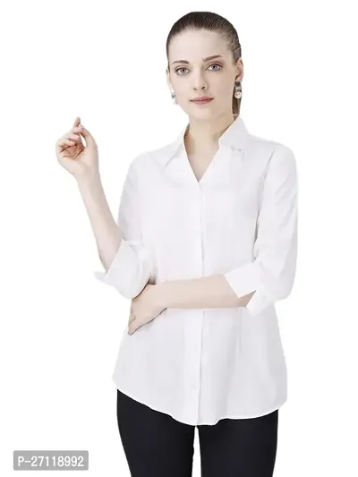 Elegant White Polyester Shirt For Women