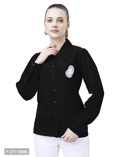 Elegant Black Polycotton Shirt For Women-thumb0
