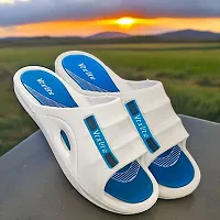 Men stylish white BLUE  slippers-thumb1
