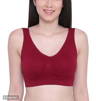 Stylish Maroon Cotton Blend Solid Bras For Women