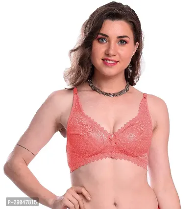 Stylish Orange Cotton Blend Solid Bras For Women