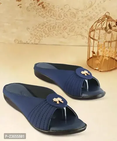 Elegant Blue Synthetic Leather  Sandals For Women-thumb0
