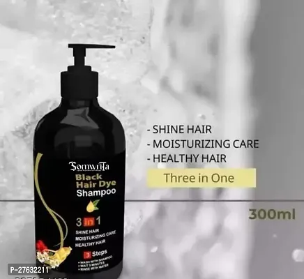 Organic Shampoo Herbal 3 in 1 Hair Dye Instant Black Hair Shampoo Men Women_09  (300 ml)