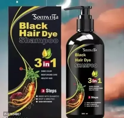 Organic Shampoo Herbal 3 in 1 Hair Dye Instant Black Hair Shampoo Men Women_09  (300 ml)