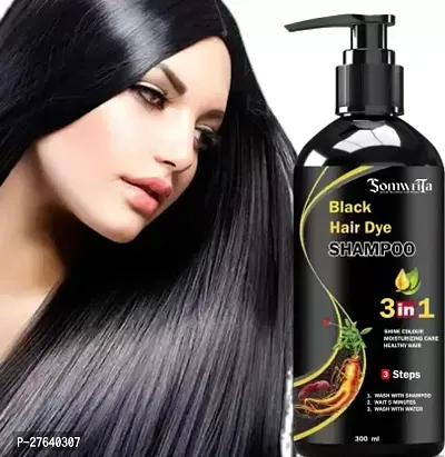 Organic Shampoo Herbal 3 in 1 Hair Dye Instant Black Hair Shampoo Men Women_09  (300 ml)-thumb0