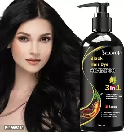 Herbal 3 in 1 original Hair Dye Instant Black Hair Shampoo for Women  Men Organic Shampoo Herbal 3 in 1 Hair Dye Instant Black Hair Shampoo 100% Coverage Shampoo 300ml - 1-thumb0