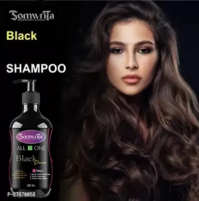 3 in 1 Hair Dye Instant Black Hair Shampoo for Women  Men 100% Coverage Shampoo 300ml-thumb0