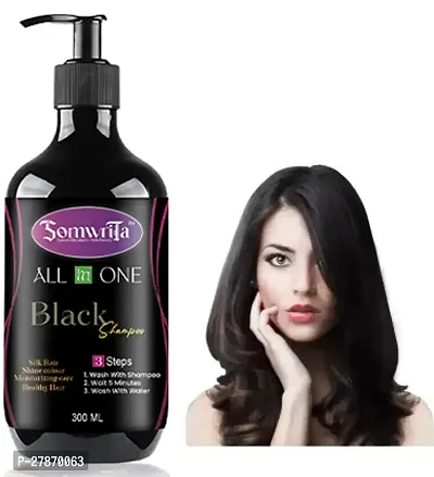 3 in 1 Hair Dye Instant Black Hair Shampoo for Women  Men 100% Coverage Shampoo 300ml