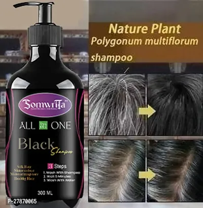 3 in 1 Hair Dye Instant Black Hair Shampoo for Women  Men 100% Coverage Shampoo 300ml