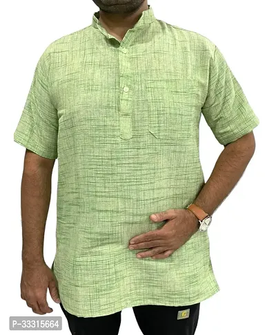 Fancy Green Khadi Striped Short Length Kurta For Men-thumb0