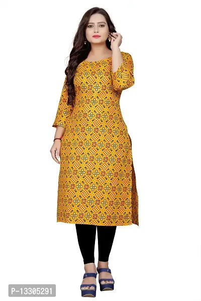 Elegant Yellow Cotton Blend Bandhani Kurta For Women