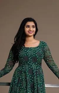 Elegant Green Georgette Bandhani Kurta For Women-thumb1