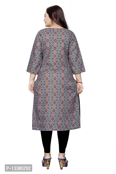 Elegant Grey Cotton Blend Bandhani Kurta For Women-thumb3