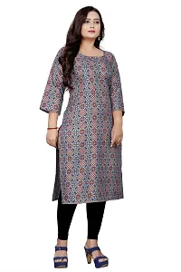 Elegant Grey Cotton Blend Bandhani Kurta For Women-thumb1