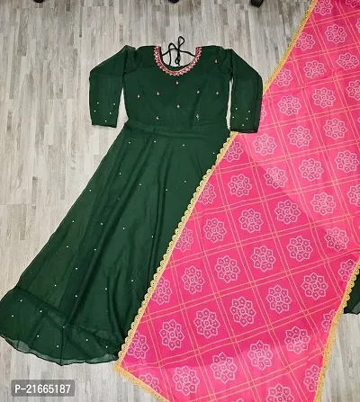 Georgette flared gown with dupatta-thumb4