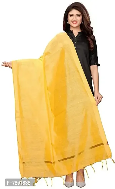 Solid Yellow Chanderi Silk Dupatta-thumb0