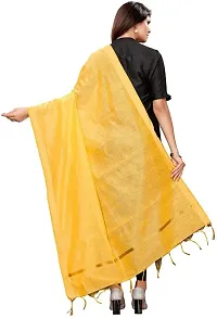 Solid Yellow Chanderi Silk Dupatta-thumb1