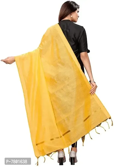 Solid Yellow Chanderi Silk Dupatta-thumb2