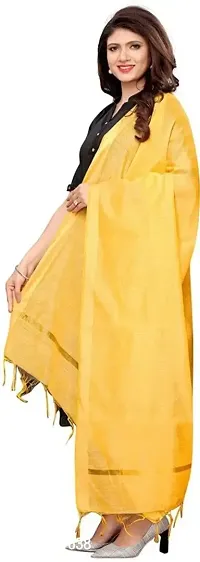 Solid Yellow Chanderi Silk Dupatta-thumb3