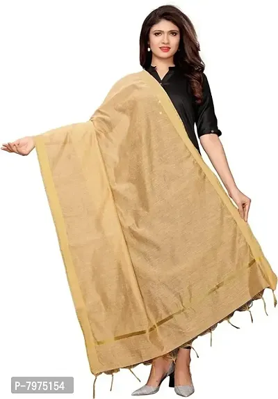 Solid Beige Chanderi Silk Dupatta-thumb0