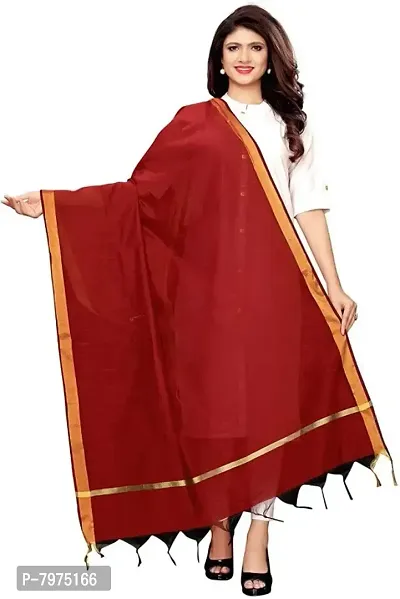 Solid Maroon Chanderi Silk Dupatta