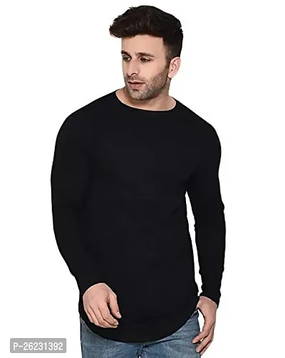 Stylish Black Cotton Solid Tees For Men, Pack Of 1-thumb0