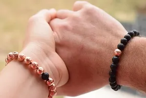 Round Smooth Beads Long Distance Couple Bracelet-thumb2