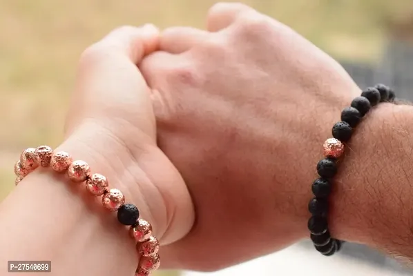 Round Smooth Beads Long Distance Couple Bracelet-thumb5