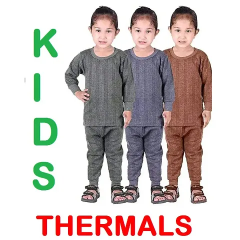 SEE FIT Round Neck Baby Thermal Suit Top & Pajama Set for Baby Boys & Baby Girls, Pack of 3 (Baby Kids Thermal)