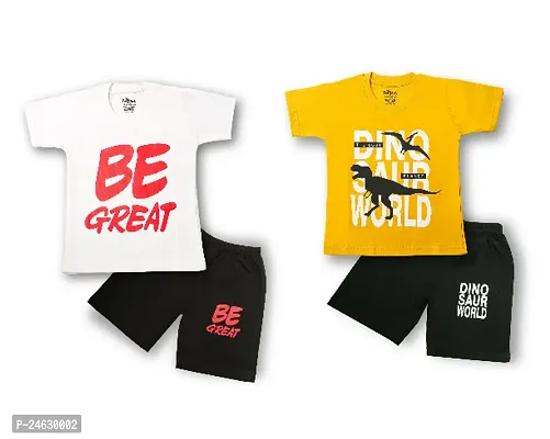 SBC Boys Half Sleeves Printed T-shirt and Shorts Pack of 2