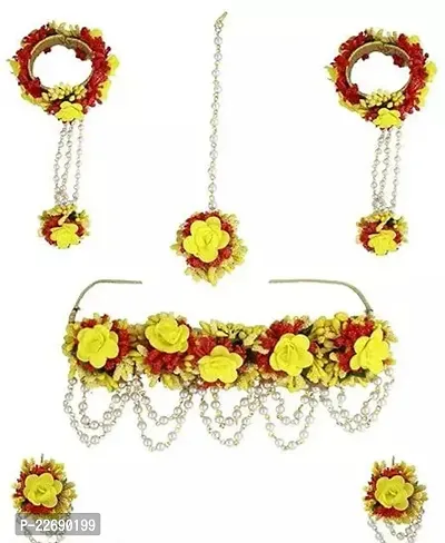Beautiful Artificial Flower Jewellery set-thumb0