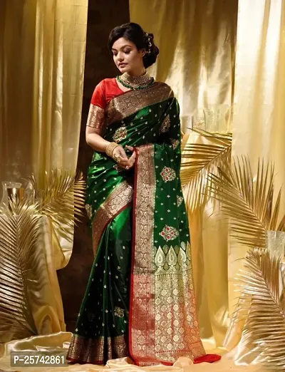Classic Satin Saree with Blouse for Women-thumb0