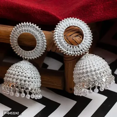 Traditional Ethnic White Color Jhumka Earrings for Women and Girls.