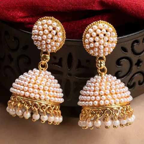 Traditional Pearl Studded Jhumka Earrings for Girls and women