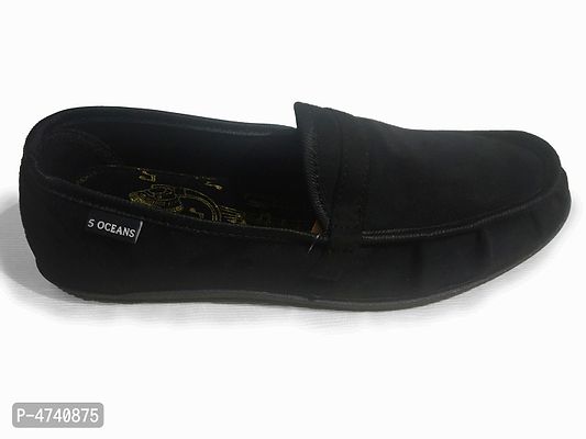 Men's Stylish and Trendy Black Solid Suede Casual Loafers-thumb4